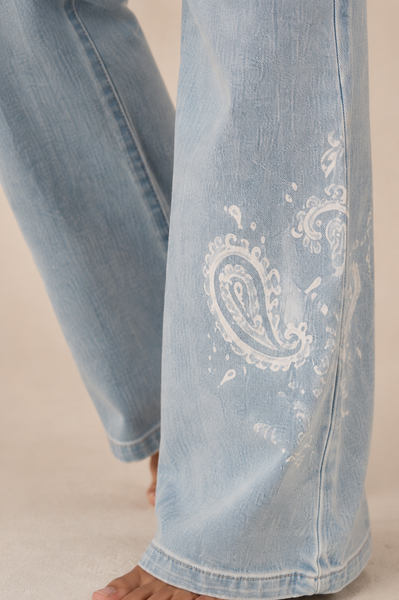 "Paisley Sapphire" Flared Jeans