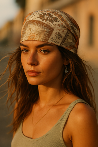 "Sahara Mosaic" Silk Satin Bandana