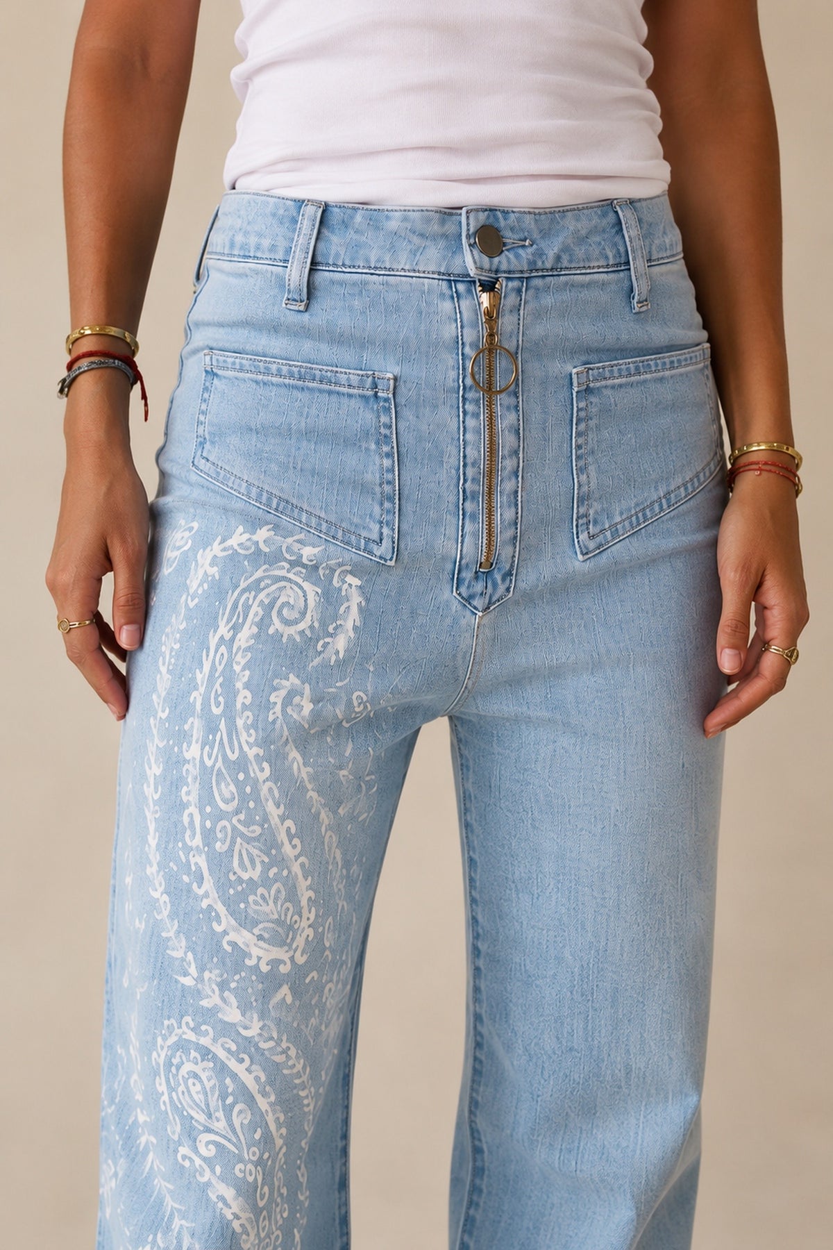 "Paisley Sapphire" Flared Jeans