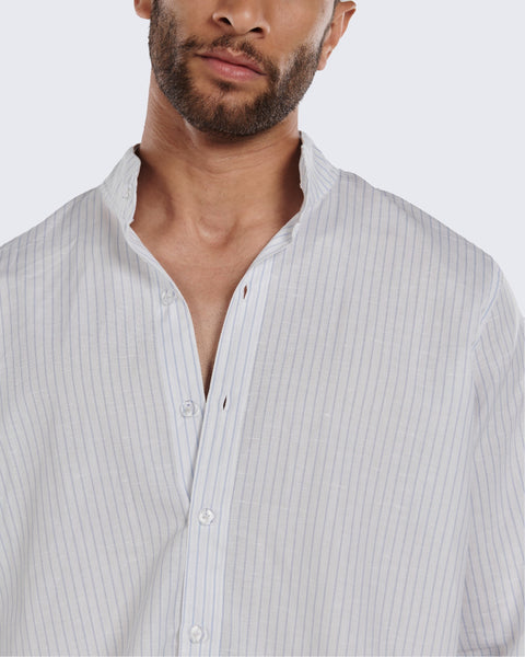 Collarless Linen Shirt