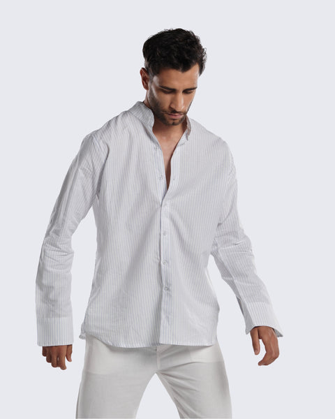 Collarless Linen Shirt