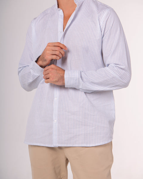 Collarless Linen Shirt