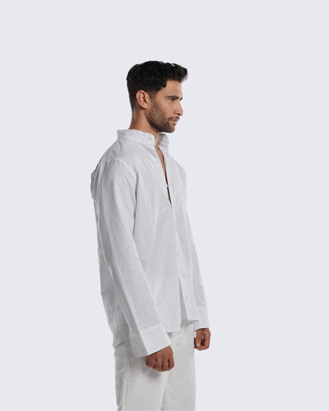 Collarless Linen Shirt