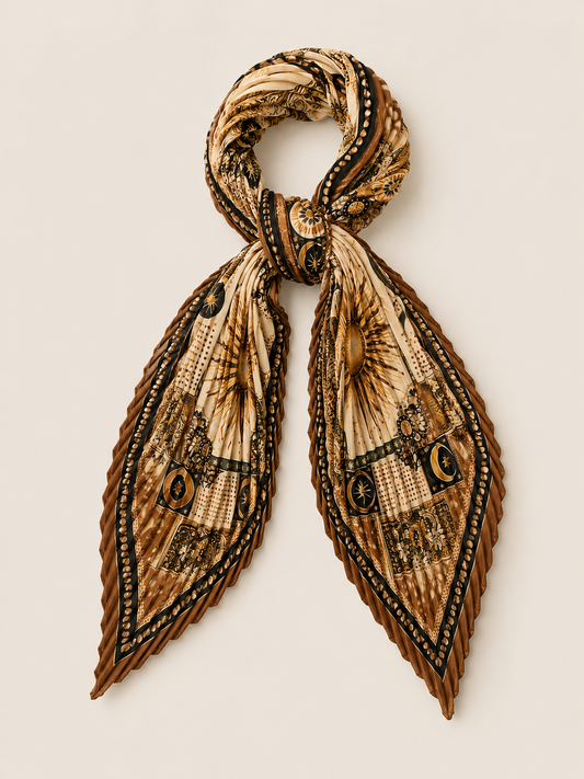 "Sunkissed" Pleated Silk Satin Bandana/Scarf