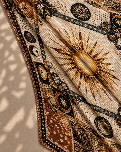 "Sunkissed" Pleated Silk Satin Bandana/Scarf