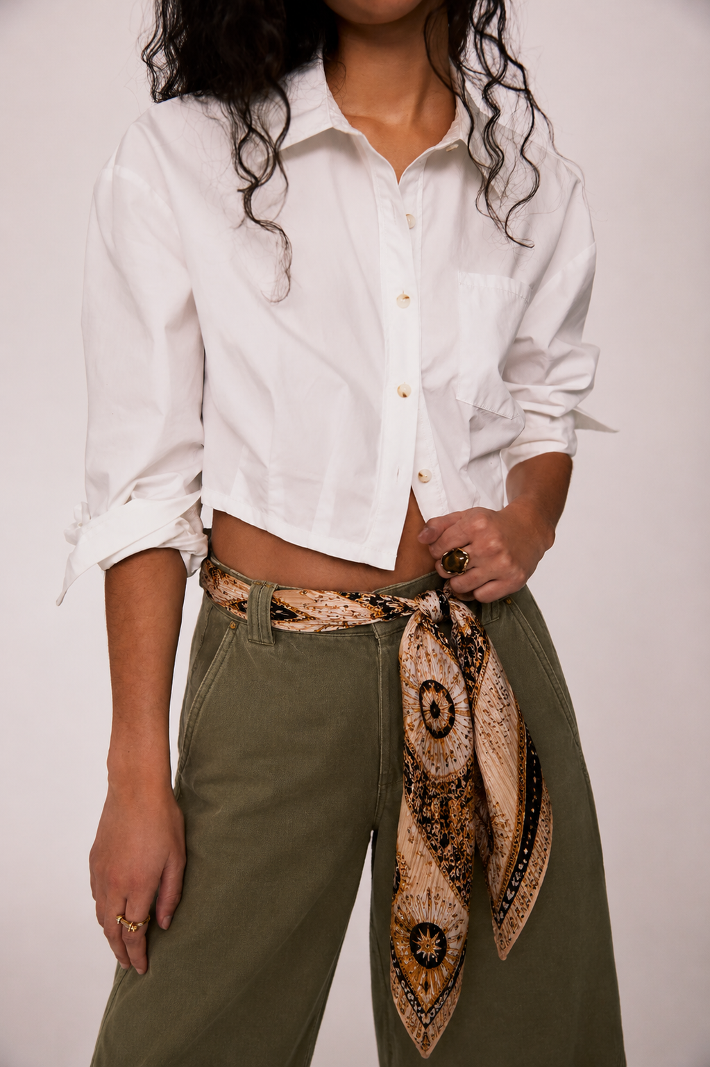 "Sunkissed" Pleated Silk Satin Bandana/Scarf