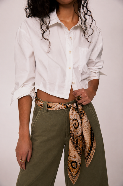 "Sunkissed" Pleated Silk Satin Bandana/Scarf