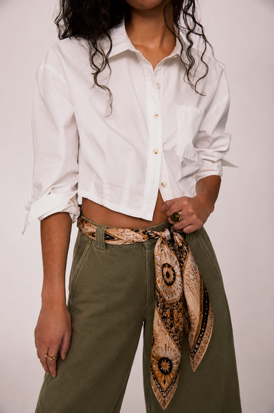 "Sunkissed" Pleated Silk Satin Bandana/Scarf