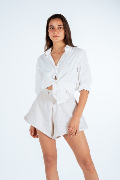 Ritmo x Caro Doss: Bell High Rise Linen Shorts