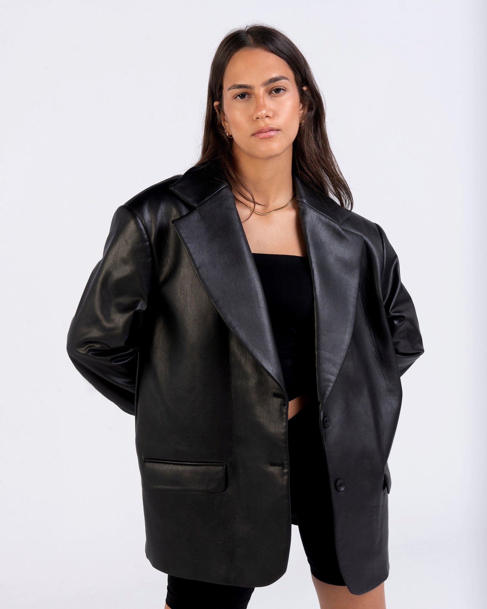 "Hailey" Vegan Leather Blazer